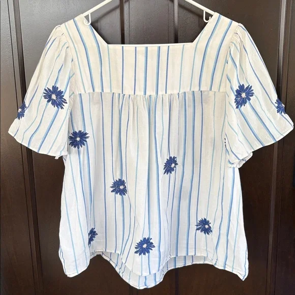 EUC Madewell Floral Embroidered Butterfly Top Size Large Retail $85.00 - Picture 10 of 12